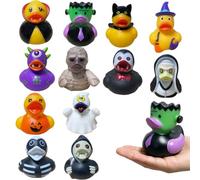 Libomzee 12 anatre in gomma per Halloween, bomboniere per feste di Halloween, giocattoli da bagno, mini anatre di gomma, anatre da crociera per premi in ecorazioni di Halloween forniture per