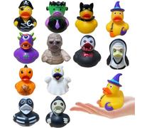 Libomzee 12 anatre in gomma per Halloween, bomboniere per feste di Halloween, giocattoli da bagno, mini anatre di gomma, anatre da crociera per premi in ecorazioni di Halloween forniture per