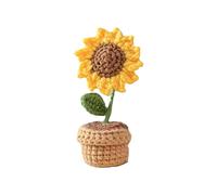 LIBOOI Fiori all'uncinetto fatti a mano Girasoli artificiali all'uncinetto Fiori in vaso Bouquet di fiori lavorati a maglia Piante in vaso per la decorazione dell'auto Regali di compleanno Ornamento