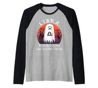 Libra Retro Ghost Zodiac Sign Funny Halloween Costume Maglia con Maniche Raglan