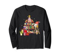 Librarian And Book Lover Christmas Library Tree Lights Gnomo Maglia a Manica