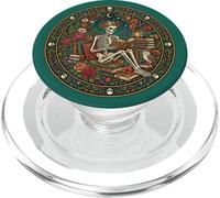 Librarian Skeleton Reading Book Lover Floral Bookish PopSockets PopGrip per MagSafe