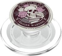 Librarian Skeleton Trigger Warning Book Reading Lover Floral PopSockets PopGrip per MagSafe