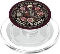 Librarian Skeleton Trigger Warning Book Reading Lover Floral PopSockets PopGrip per MagSafe