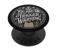 Librarian Skeleton Trigger Warning Book Reading Lover PopSockets PopGrip Adesivo