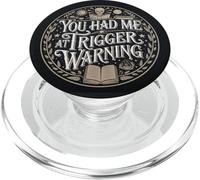 Librarian Skeleton Trigger Warning Book Reading Lover PopSockets PopGrip per MagSafe