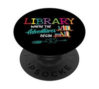 Library Books Where Adventure Begins - Librarian Reader PopSockets PopGrip Adesivo
