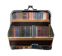 Library Bookshelf 1 Stampa Vintage Leather Change Purse Elegante Piccolo Portamonete per le Donne Portafoglio Mini