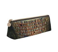 Library Bookshelf Book Pencil Case Slim Design Pen Bag con cerniera metallica formato tascabile per studenti ufficio college scuola media portapenne, bianco, Taglia unica, Set di zaini per la scuola