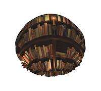 Library Bookshelf Book Print Soft Shower Cap per donne uomini cappello riutilizzabile cappello leggero e cuffia per capelli da bagno