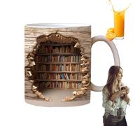 Library Bookshelf Mugs - Funny Ceramic Mug for Book Lovers | Tea, Latte, Library Shelf Design Book Lovers Coffee Mug Water Cup for Readers, Librarians, Bookworms, Birthday, Christmas, Valentine's Day