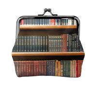 Library Bookshelf Print Vintage Leather Change Purse Elegante Piccolo portamonete per le donne portamonete Portafoglio Mini