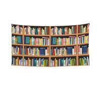 Library Bookshelf. Stampa Festone Decorazioni per Feste con Metallo, Cartello da Appendere per Interni ed Esterni, Occhielli, 1 Confezione