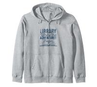 Library Where The Adventures Begin Citazione Bibliofili Felpa con Cappuccio