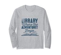 Library Where The Adventures Begin Citazione Bibliofili Maglia a Manica