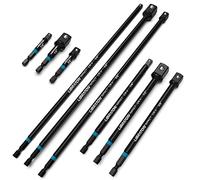 Libraton Adattatori a Bussola in Impatto 3" 6" 12", Adattatore per Avvitatore a Percussione 1/4" 3/8" 1/2", Adattatori per Trapani Esagonale Con Supporto 9 Pezzi