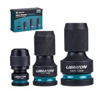LIBRATON Adattatori Attacco da Quadrello a Esagonale da 1/4", Quadrello da 1/2" 3/8" 1/4" a Esagonale da 1/4”, Convertitore per Chiavi a Cricchetto, Portapunte a Impatto, Sgancio Rapido, Cr-Mo