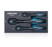 LIBRATON Cricchetto reversibile, Set di 3 chiave a cricchetto 1/4", 3/8", 1/2", impugnatura a cricchetto sgancio rapido a 72 denti, con organizer in EVA
