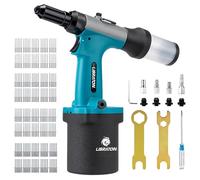 LIBRATON Kit rivettatrice pneumatica, rivettatrice pneumatica per impieghi gravosi Gu 2,4 mm 3,2 mm 4 mm 4,8 mm con rivetto 200c, strumento di riparazione automatica professionale, Suctio Design