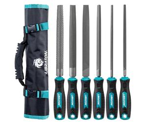 Libraton Lime per Metallo, 6 Pezzi Set di Lima Metalliche, Lime in Acciaio ad Alto Tenore di Carbonio, Strumenti per Lime con Manico in Gomma, Set di Lime Metalliche da 8 Pollici con 1 Raspa per Legno