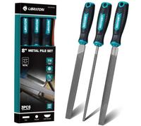 LIBRATON Lime per Metallo, Set di 3 Pezzi (Lima Piatta, Tonda e Semitonda) | 200mm Raspe in Acciaio al Carbonio per Lavorazione Metalli, Fai da Te, Legno, Plastica