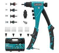 LIBRATON Rivettatrice Manuale 2 in 1 per Dadi e Rivetti, con 4 Mandrini (M3-M6), 4 Testine (2.4-4.8mm), 40 Dadi e 200 Rivetti, Attrezzo di Rivettatura Regolabile per Fai da Te e Riparazioni, Valigetta