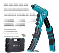 LIBRATON Rivettatrice Manuale, Pistola Rivettatrice Professionale con 200 Rivetti in Alluminio, Include 4 Punte da Trapano, 4 Teste di Rivetto Senza Utensili (2,4mm, 3,2mm, 4,0mm, 4,8mm)