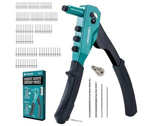 Libraton Rivettatrice Manuale Professionale, Kit Pistola per Rivetti Pop, Strumento per Rivetti Manuale, Strumento per Rivettatura con 120 Rivetti Ciechi, 4 Punte da Trapano, 4 Ugello Senza Attrezzi