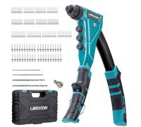 LIBRATON Rivettatrice Resistente a Mano, Pistola per Rivetti a Pressione | Rivettatrice Professionale, Strumento Manuale di Rivettatura con 160 Rivetti in Alluminio, Include 4 HSS Teste
