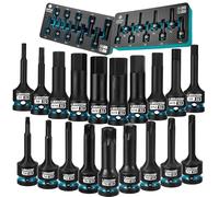 LIBRATON Set 19 Pezzi Bussole a Impatto Esagonali e Torx 1/2"