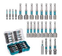 LIBRATON Set di 24 cacciaviti magnetici per trapano a percussione, set di punte per trapano da 1/4", metriche e SAE, adattatori a bussola, porta punte