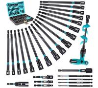 LIBRATON Set di 27 Chiavi a Bussola Magnetiche da Impatto con Impugnatura a T a Cricchetto, Punte da Impatto Lunghe Metriche e SAE, Adattatori per Bussole, Chiave per Dadi ad Aletta, Portapunte