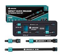 LIBRATON Set di 3 Prolunghe Cricchetto 3/8", Estensione a Impatto 75mm(3"), 150mm(6"), 250mm(10"), Sgancio Rapido con Collare Scorrevole, Acciaio Cr-Mo, Utensili Manuali Automobili, con Vassoio XPE