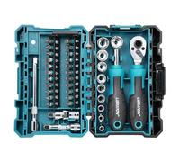 LIBRATON Set di 37 mini chiavi a bussola e cricchetto da 1/4" con punte, prese poco profonde da 4-13 mm, manico magnetico, barre di estensione e giunto universale, con custodia per fai da te
