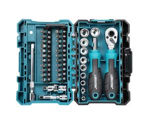 LIBRATON Set di 37 mini chiavi a bussola e cricchetto da 1/4" con punte, prese poco profonde da 4-13 mm, manico magnetico, barre di estensione e giunto universale, con custodia per fai da te