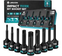 LIBRATON Set di 9 Bussole a Percussione per Punte Torx, Attacco 1/2"
