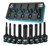 LIBRATON Set di 9 Bussole a Percussione per Punte Torx (Stella), Attacco 1/2", Acciaio S2, T30-80 Bussole per Avvitatore a Torx, Custodia XPE, per Riparazione