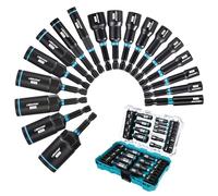 LIBRATON Set di Bussole Magnetiche SAE 16 Pezzi, per Avvitatore a Percussione, con Dadi 1/4"-9/16" e Bussole Profonde 1/4"-3/4", in Acciaio Cr-V con Custodia Portautensili