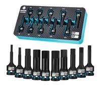 LIBRATON Set di chiavi a bussola esagonali da 1/2", in acciaio S2, 10 pezzi a coppia elevata (metriche H5-H19) per meccanici professionali e riparazioni automobilistiche, custodia in XPE