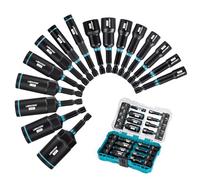 LIBRATON Set di dadi e driver magnetici, 16 punte per avvitatore a percussione, dadi da 1/4"-9/16" e driver profondi da 1/4"-4/3", azionamento SAE, cassetta degli attrezzi