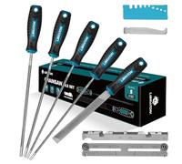 LIBRATON Set di lime per motosega, 5/32 ", 3/16", 7/32" Lima per affilatura motosega, affilatrice per motosega, lima a catena per sega rotonda, lima piatta da 6 pollici, profondimetro, guida per