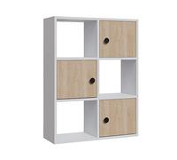 Libreria, 100% truciolare impiallacciato in melaminico, colore bianco Quercia