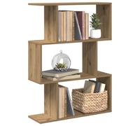 Libreria 3 Ripiani in Rovere Artigianale 70x24x97 cm, Scaffale Divisorio con Design Geometrico, Ampio Spazio per Libri e Decorazioni, Materiale Truciolato Resistente, Ideale per Camera da Letto