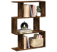 Libreria 3 Ripiani Rovere Fumo 70x24x97 cm in Truciolato, Modern Bookshelf with Geometric Design, Spacious Storage Shelf for Living Room & Bedroom, Durable Particle Board, Easy Assembly, Room Divider