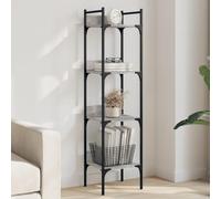 Libreria 4 Ripiani Grigio Sonoma 35x30x138,5cm Legno Multistrato, Modern Bookshelf with 4 Shelves, Space Saving Design for Living Room & Bedroom, Sturdy Steel Frame & Wood, Max Load 35kg per Shelf