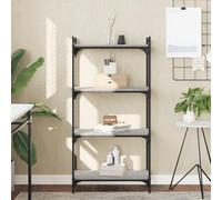 Libreria 4 Ripiani Grigio Sonoma 60x30x120cm Legno Multistrato - Modern Bookshelf with Adjustable Feet for Living Room Office Sturdy Plywood Metal Frame - Industrial Style Storage Shelf