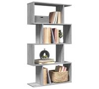 Libreria 4 Ripiani Grigio Sonoma 70x24x129 cm in Truciolato, Modern Bookcase Shelf with Geometric Design, Spacious Storage for Living Room & Bedroom, Durable Particle Board, Easy to Clean