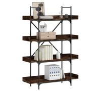 Libreria 4 Ripiani in Legno Multistrato Rovere Fumo 100x33x145, 5cm - Scaffale Libri Moderno con Piedini Regolabili, Design Industriale e Ampio Spazio per Libri, Riviste Oggetti Casa e Ufficio