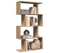 Libreria 4 Ripiani in Rovere Artigianale 70x24x129 cm - Scaffale Divisorio Moderno con Design Geometrico, Ampio Spazio per Libri e Decorazioni, Materiale Truciolato Resistente e Facile da Pulire