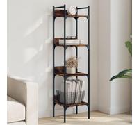 Libreria 4 Ripiani Moderna in Legno Multistrato Rovere Fumo 35x30x138,5 cm - Scaffale Salvaspazio per Soggiorno e Camera da Letto - Design Robusto con 4 Ripiani Capienti per Libri e Decorazioni